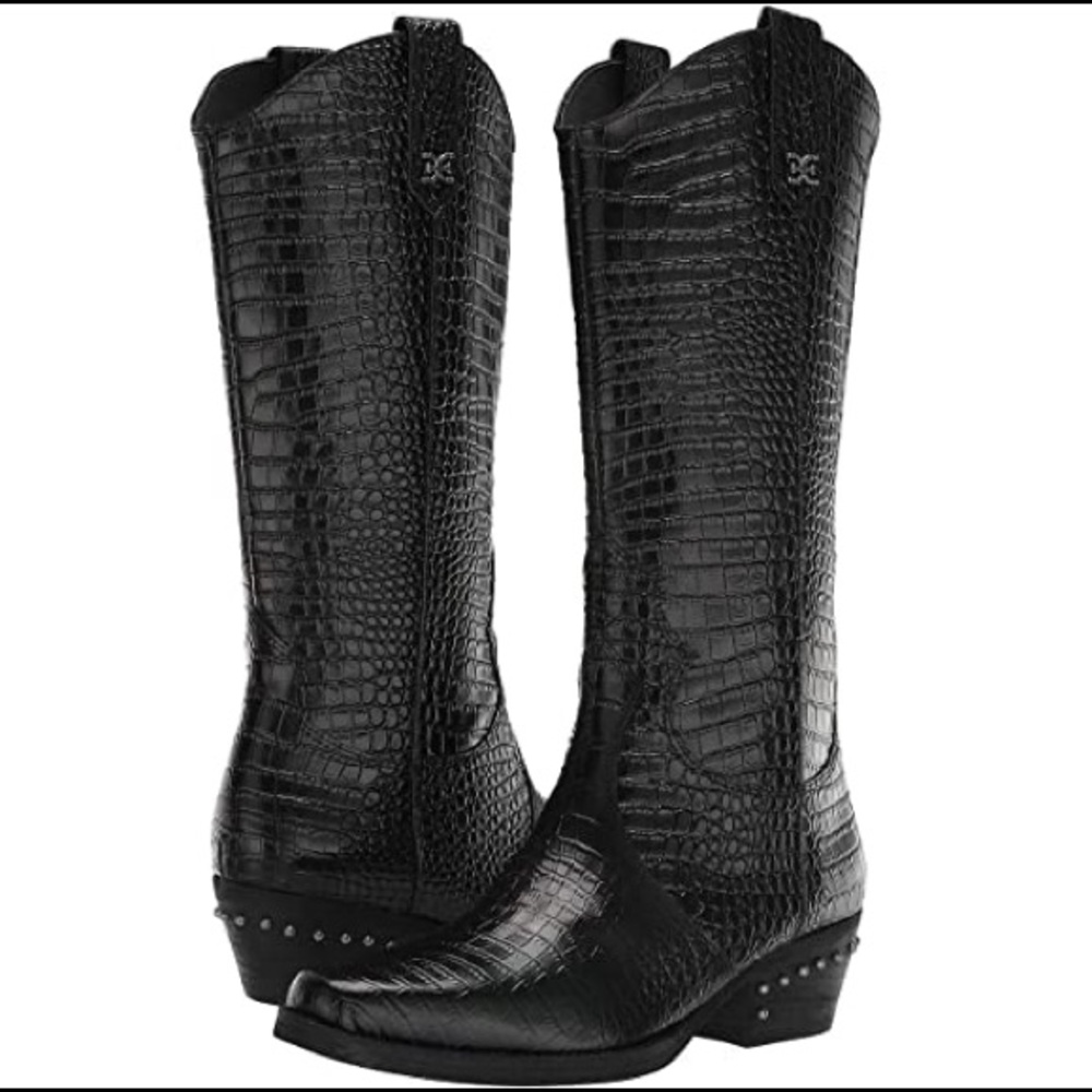 NEW Sam Edelman Oakland Croc Embossed Western Boot